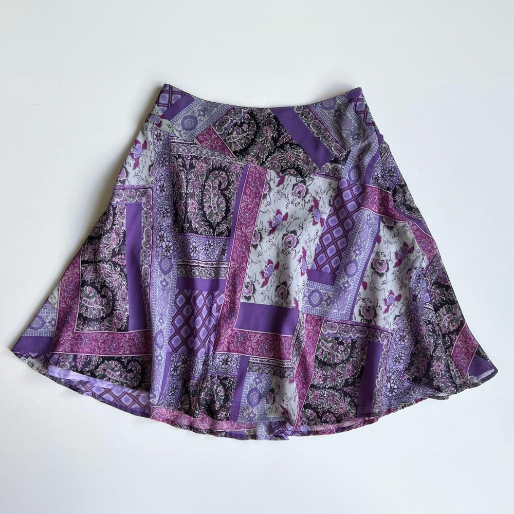 Y2K Tailor B. Moss Purple Patchwork Midi Slip Skirt